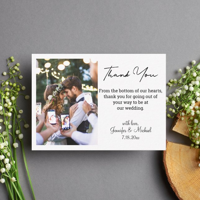 modern script wedding photo thank you chic note card (Creator Uploaded)