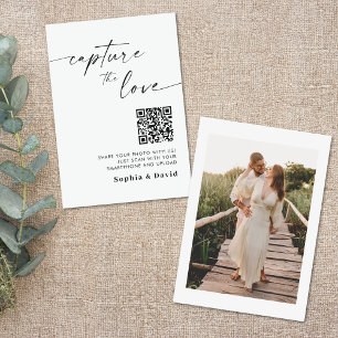 Modern Script Wedding Photos Capture The Love QR  Enclosure Card