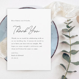 Modern Script Wedding Place Setting Thank You Card
