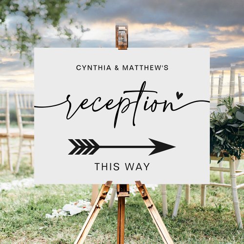 Modern Script Wedding Reception Direction Sign - This "Modern Script Wedding Reception Direction Sign Canvas Print" serves not only as a stylish addition to your wedding decor, but also as a practical guide for your guests. These elegant signs will help your friends and family navigate the ceremony and reception with ease, ensuring a smooth and enjoyable experience for all.  Display it on a wall or easel, and add wedding bouquets for an elegant touch. This wedding direction sign, with its trendy arrow design, is a must-have wedding party supply.