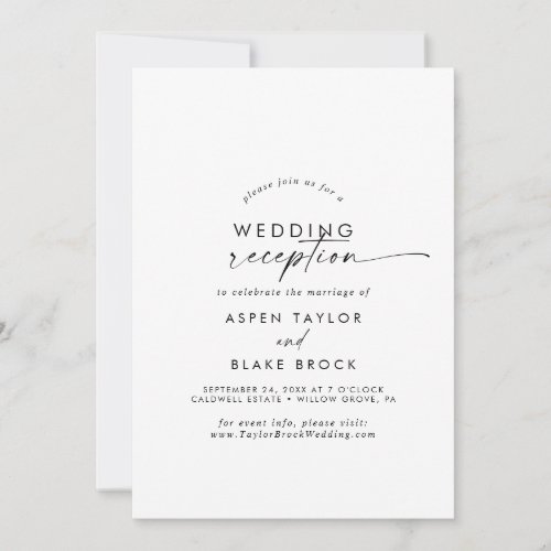 Modern Script Wedding Reception Invitation