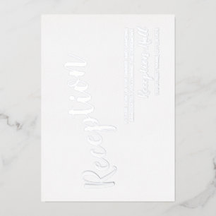 Modern Script Wedding Reception Silver Foil Invitation