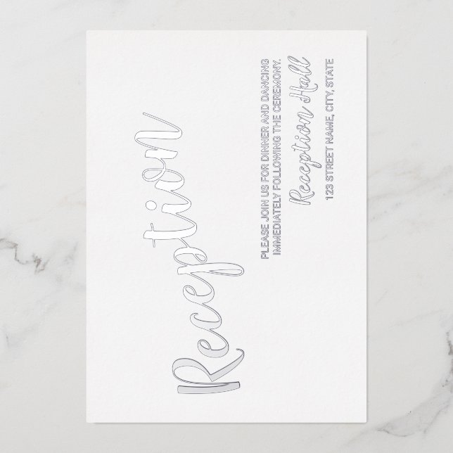 Modern Script Wedding Reception Silver Foil Invitation (Front)