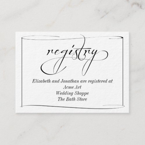 Modern Script Wedding Registry Information Card