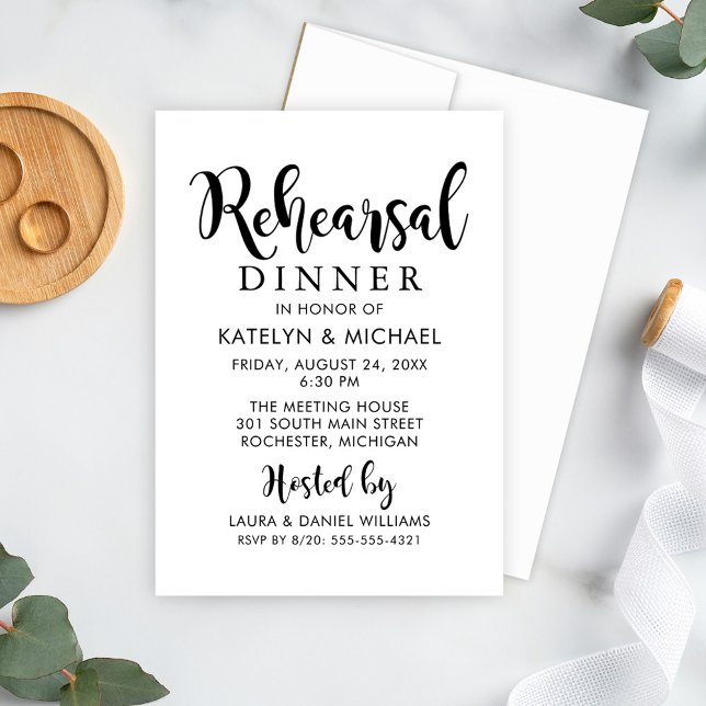 Modern Script Wedding Rehearsal Dinner Invitation (Creator Uploaded)