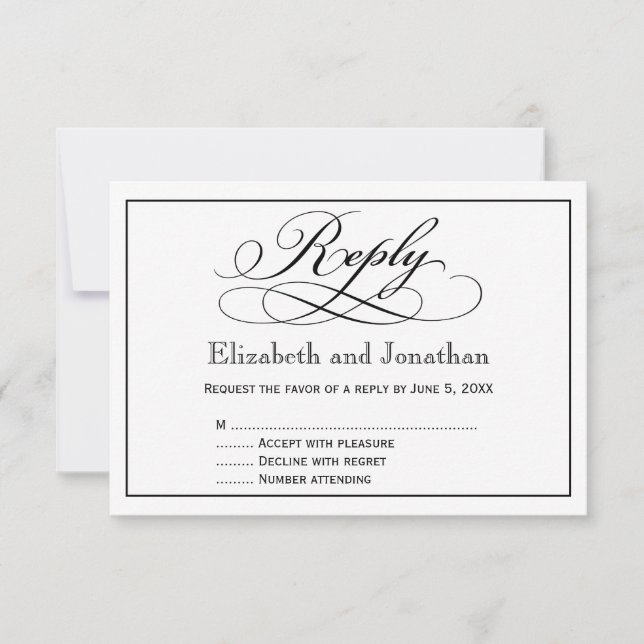 Modern Script Wedding Reply Card (Front)