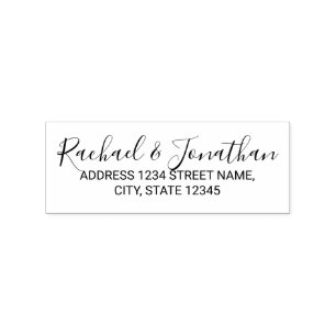 Modern Script Wedding Return Address Rubber Stamp