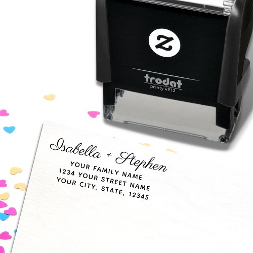 Modern Script Wedding Return Address  Self_inking Stamp