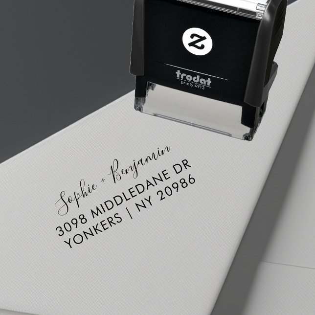 Modern Script Wedding Return Address Self-inking Stamp (Elegant Script Names Return Address Self Inking Rubber Stamp)