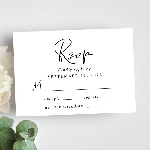 Modern Script Wedding RSVP Card