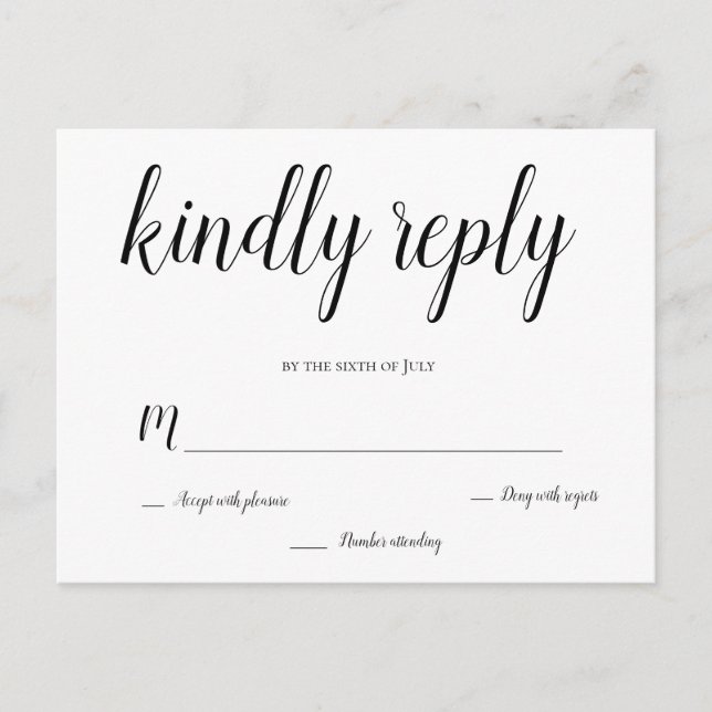 Modern script wedding rsvp postcards (Front)