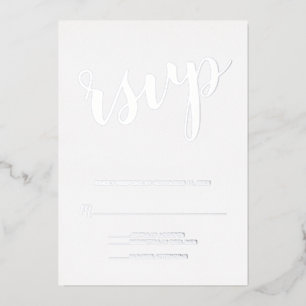 Modern Script Wedding RSVP Silver Foil Invitation