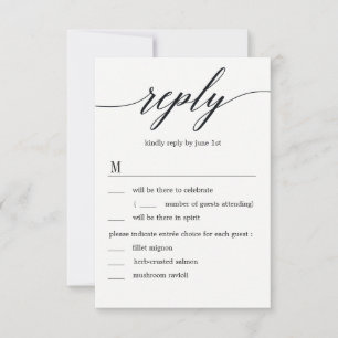 Modern Script Wedding RSVP with Menu Options Invitation