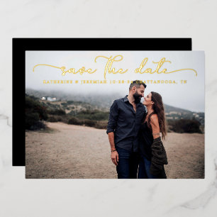 Modern Script Wedding Save the Date Foil Invitation