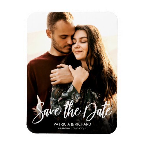 Modern Script Wedding Save The Date Photo Magnet