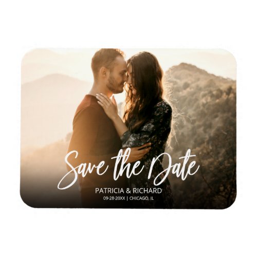 Modern Script Wedding Save The Date Photo Magnet