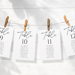 Modern Script Wedding Seating Chart Table Numbers