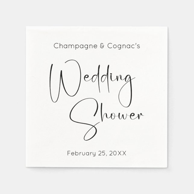 Modern Script Wedding Shower Napkins (Front)