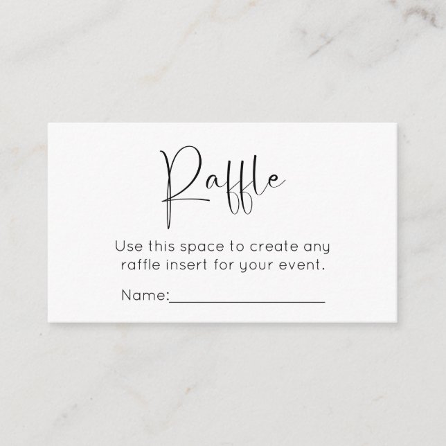 Modern Script Wedding Shower Raffle Enclosure Card (Front)