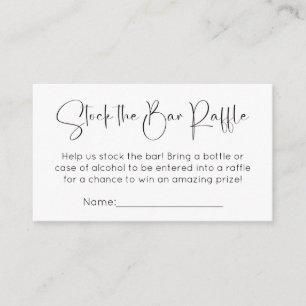 Modern Script Wedding Shower Stock the Bar Raffle Enclosure Card