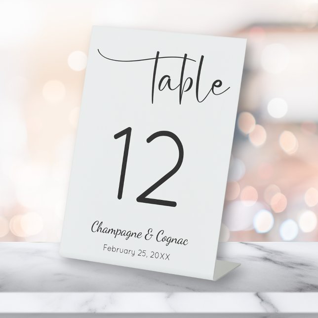 Modern Script Wedding Shower Table Number Pedestal Sign (Creator Uploaded)