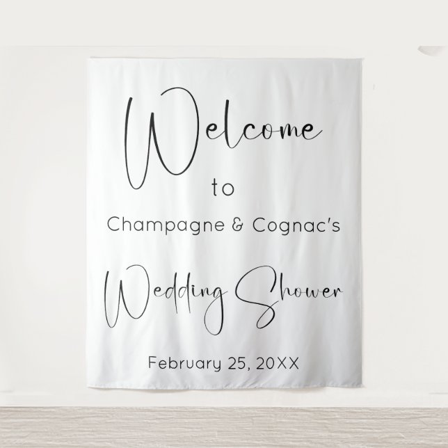 Modern Script Wedding Shower Welcome Backdrop (Front)