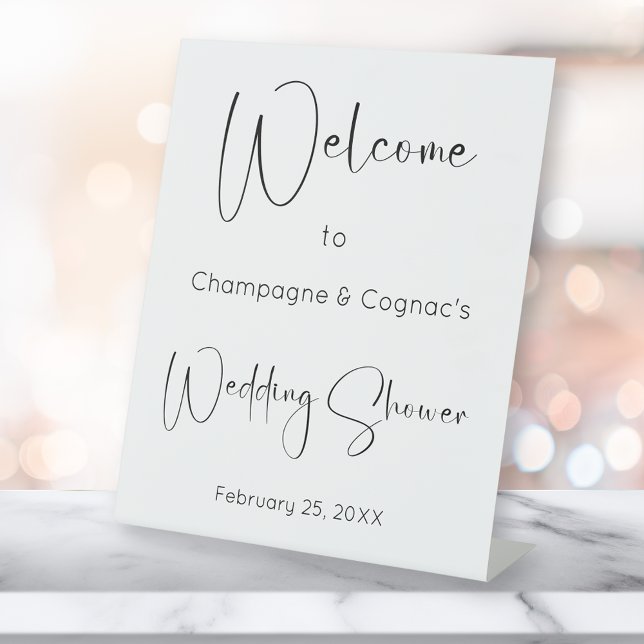 Modern Script Wedding Shower Welcome Pedestal Sign (Creator Uploaded)