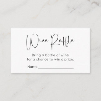 Modern Script Wedding Shower Wine Raffle Enclosure Card