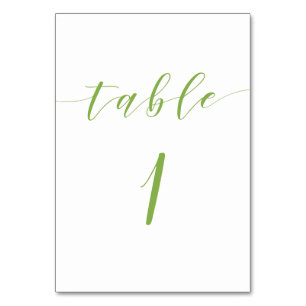 Modern script wedding table number card