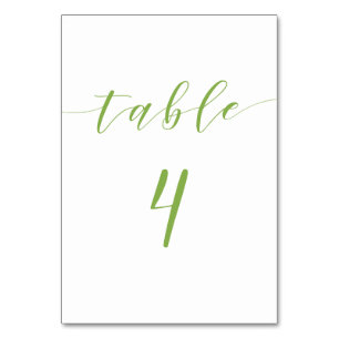 Modern script wedding table number card 4