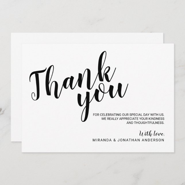 Modern Script Wedding Thank You Invitation (Front/Back)