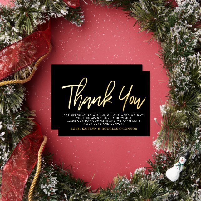 Modern Script Wedding Thank You Real Foil Invitation (Insitu)