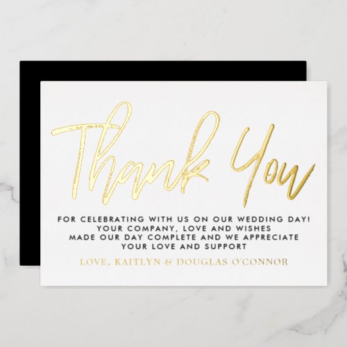 Modern Script Wedding Thank You Real Foil Invitation