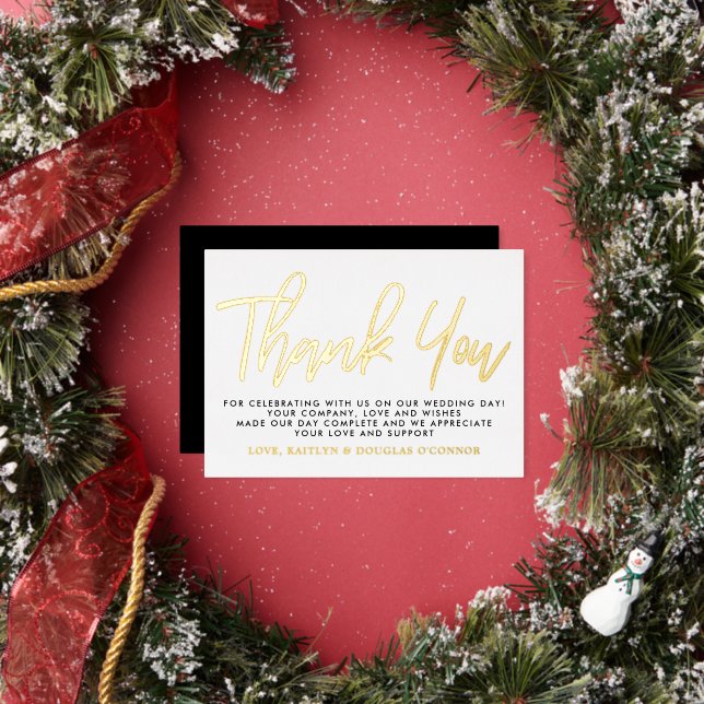 Modern Script Wedding Thank You Real Foil Invitation (Insitu)