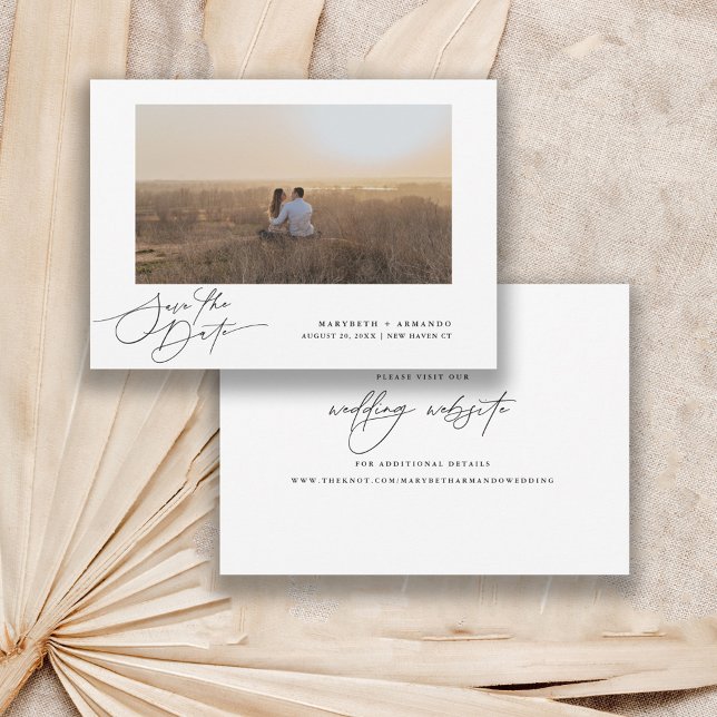 Modern Script Wedding Website Photo  Save The Date (Creator Uploaded)