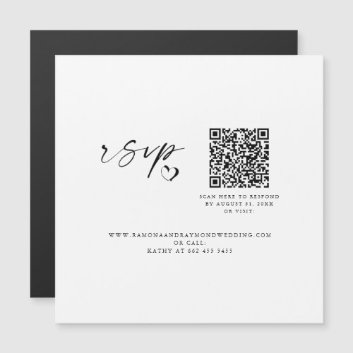 Modern Script Wedding Website QR Code Magnet Card