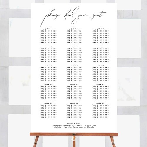 Modern Script Wedding Welcome Custom Table Seating Poster