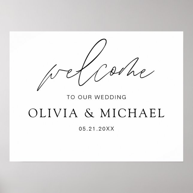 Modern Script Wedding Welcome Elegant Foam Board Poster (Front)