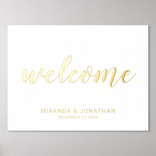 Modern Script Wedding Welcome Gold Foil Prints