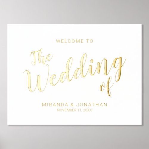 Modern Script Wedding Welcome Gold Foil Prints