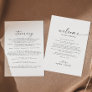 Modern Script Wedding Welcome Letter & Itinerary