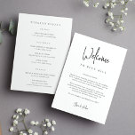 Modern Script Wedding Welcome Letter & Itinerary<br><div class="desc">Share a welcome message for your wedding guests as well as an itinerary or schedule of the weekend's events. Front features your welcome message with handwritten script accents. Personalize the reverse side with your wedding day or wedding weekend itinerary. Perfect for including in hotel welcome bags or delivering to your...</div>