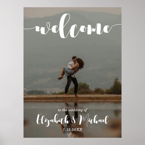 Modern Script Wedding Welcome Photo Poster