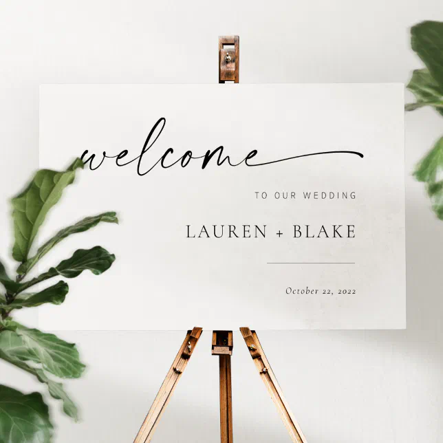Welcome Modern Script Modern Script Wedding Welcome Sign | Zazzle