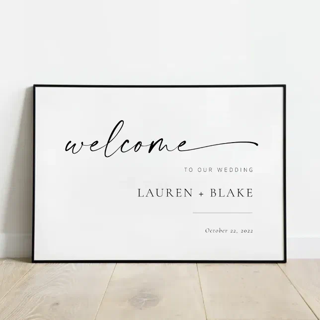 Welcome Modern Script Modern Script Wedding Welcome Sign | Zazzle