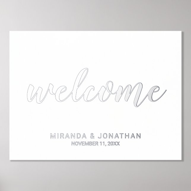Modern Script Wedding Welcome Silver Foil Prints (Front)