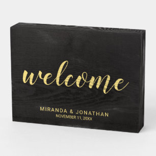 Modern Script Wedding Welcome Wooden Box Sign