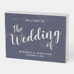 Modern Script Wedding Welcome Wooden Box Sign