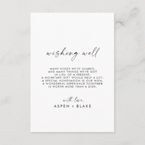 Modern Script Wedding Wishing Well Card