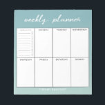 Modern Script Weekly Planner | Add Your Name Notepad<br><div class="desc">Modern and practical notepad that will help you get your days organized! This weekly planner has boxes where you can write down your schedule by each day. There is also an extra box where you can write down your weekly to do list. A big helper to get things done without...</div>